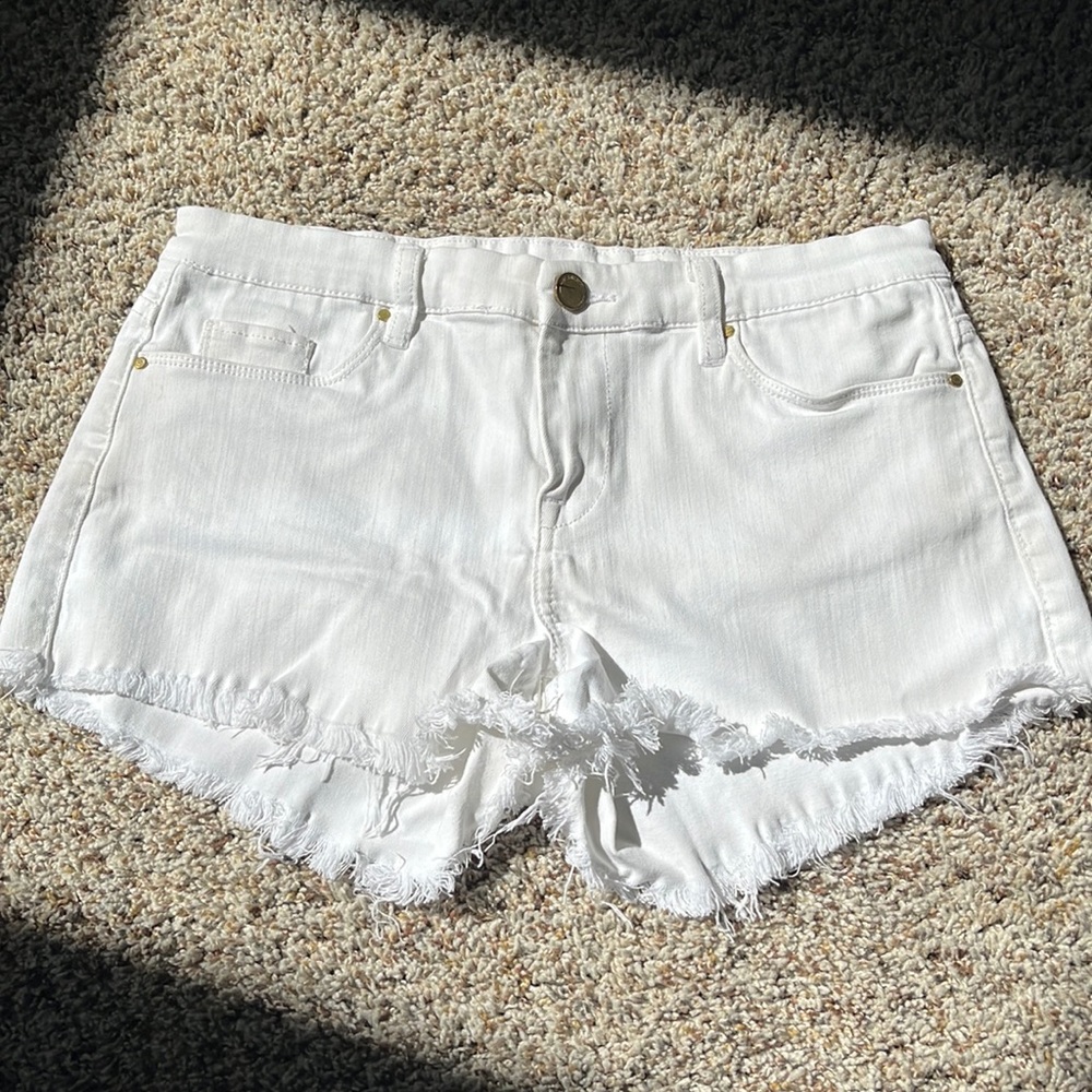 Blank NYC white cut-off jean shorts